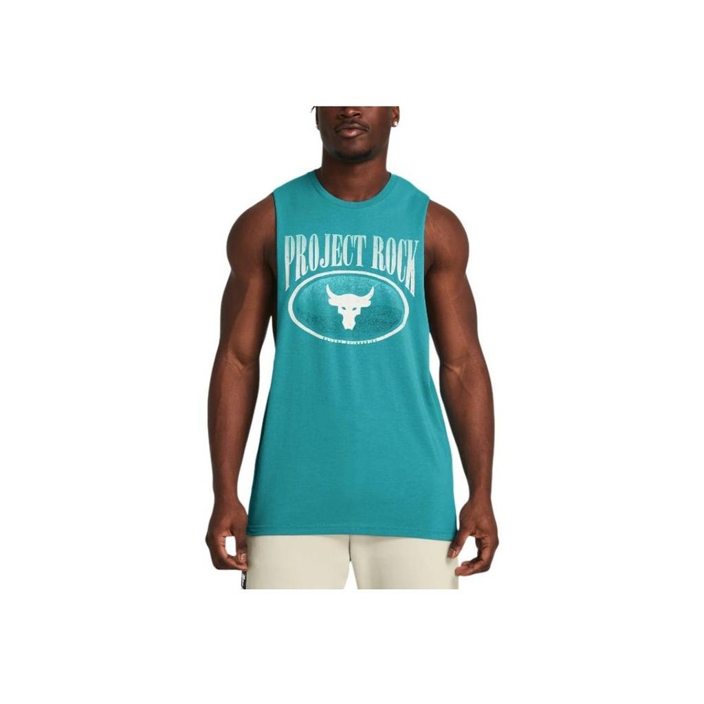 Under Armour Project Rock Balance Letter Print Casual Loose Soft с круглым вырезом, жилет-пуловер для мужчин, жилеты цвета электрик-синего цвета 1383225-464