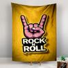 Tapestry Rock N Roll Pink Horns Hand Cartoon Yellow Music Poster Wall Hanging for Rock Music Lover Bedroom Decor