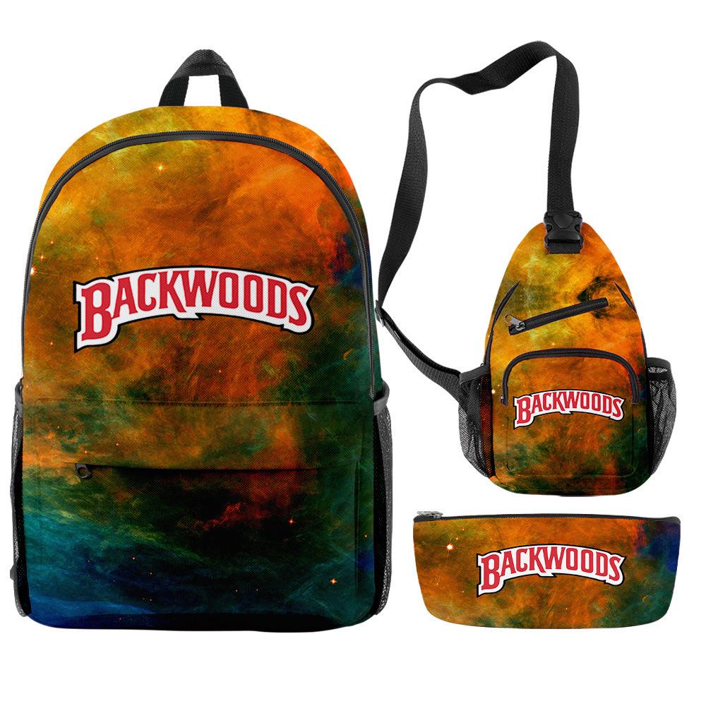 Backwoods Cigar 3D Цифровая Печать Модный Кампус Уличный Рюкзак Набор из Трех Предметов