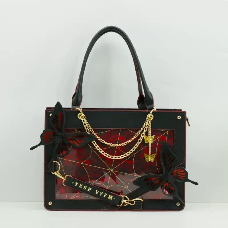 Butterfly Y2k Lolita Pain Handbags Transparent Harajuku Ita Bag Chain Gothic Shoulder Bag Girls Japanese Crossbody Bag For Women