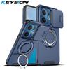 KEYSION Чехол для телефона с вращающейся на 360° подставкой-кольцом для VIVO V60 5G, с защитой камеры-слайдера, магнитной противоударной задней крышкой для VIVO V60