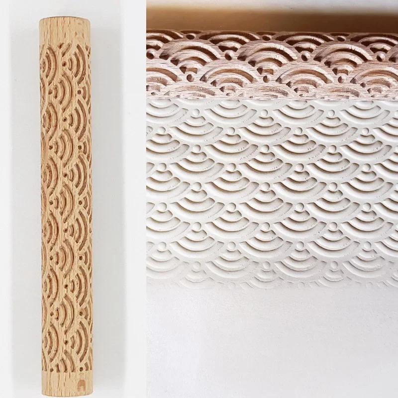1 шт. деревянная текстура скалка керамическая керамика искусство рельефный стержень цветочный узор глиняный рулет рельефы глиняные инструменты камень сделай сам выпечка