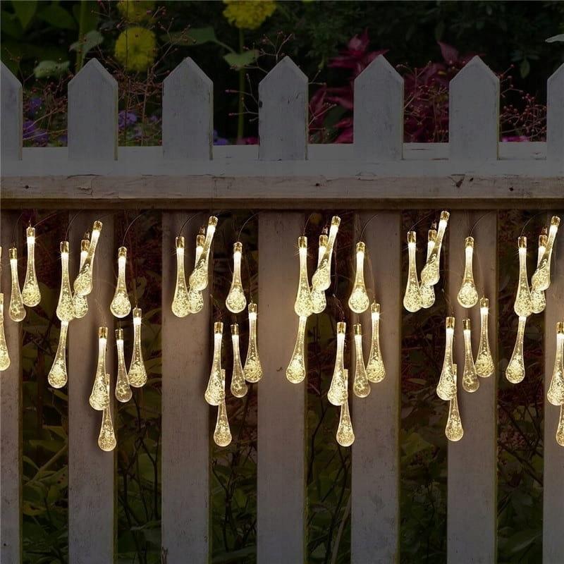 Teardrop Lamps Icicles For The Garden Garland For The Balcony Solar 40 Led Warm