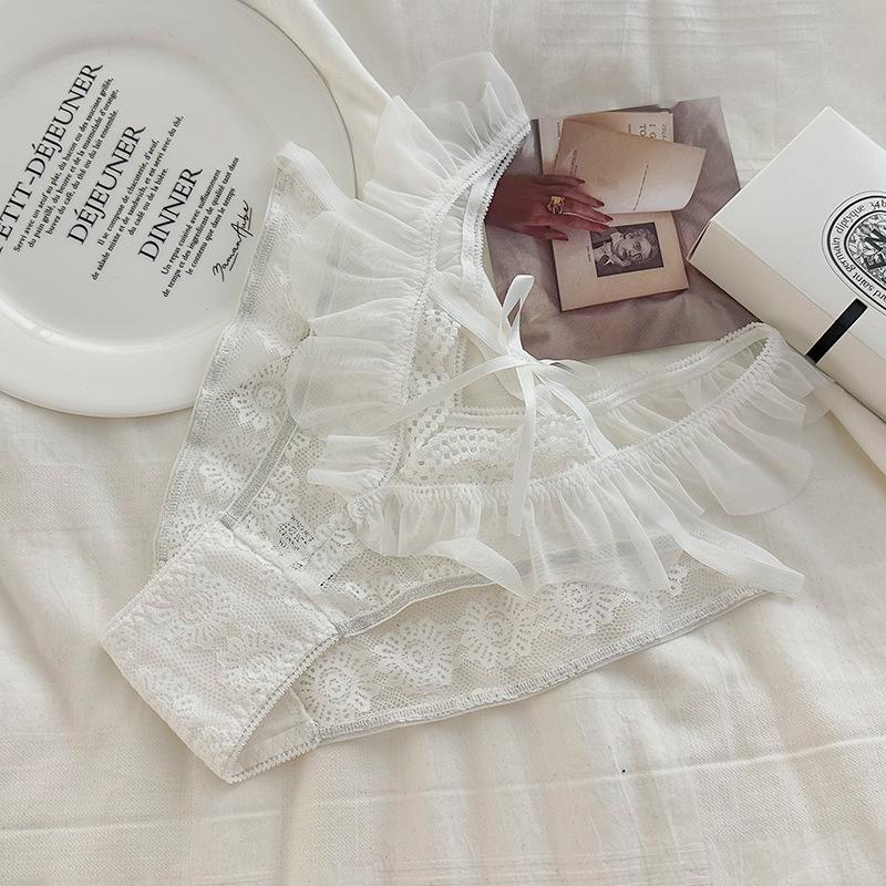 Европейские и американские кружевные трусики с оборками на низкой талии - Сексуальные, дышащие, хлопковый комфорт для женщин