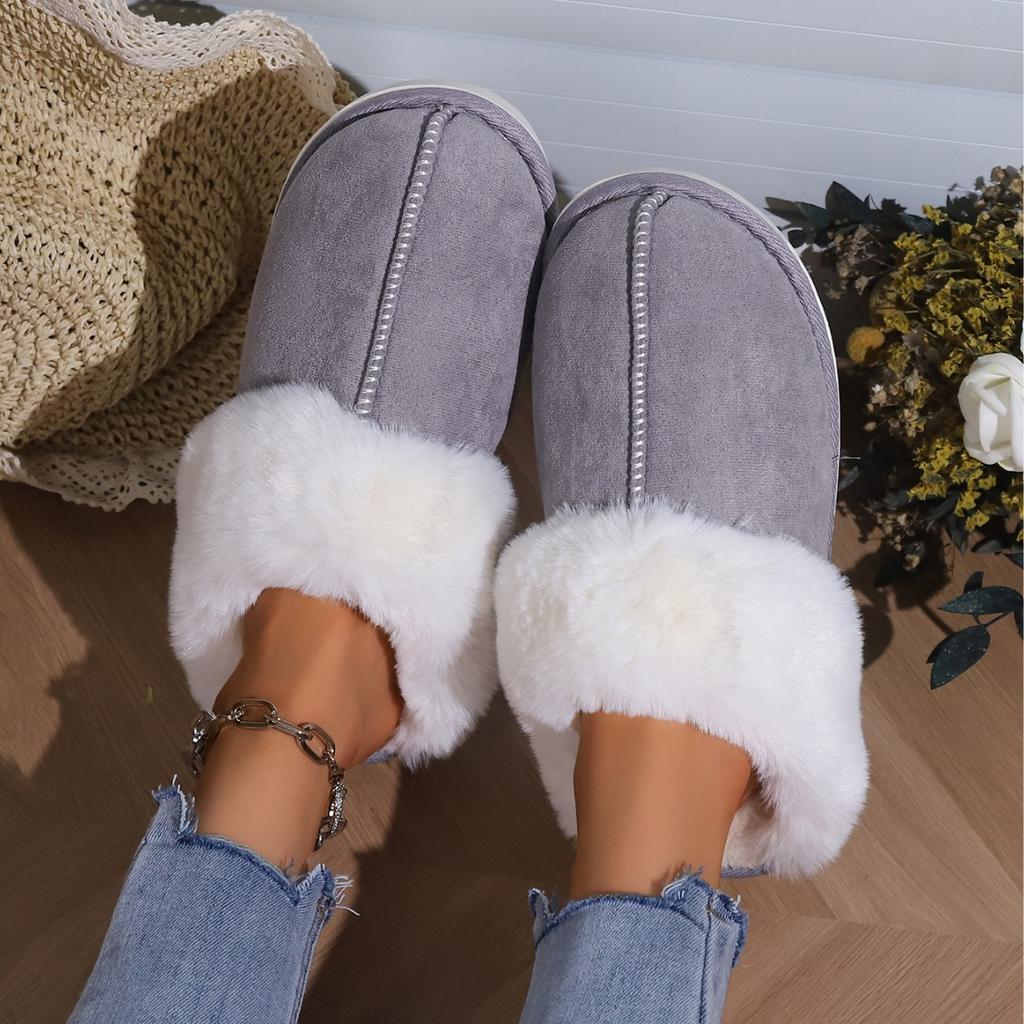 Cotton Slippers Autumn and Winter Plush Home Fluffy Bag Head Indoor Non-slip Home Couple Fluffy