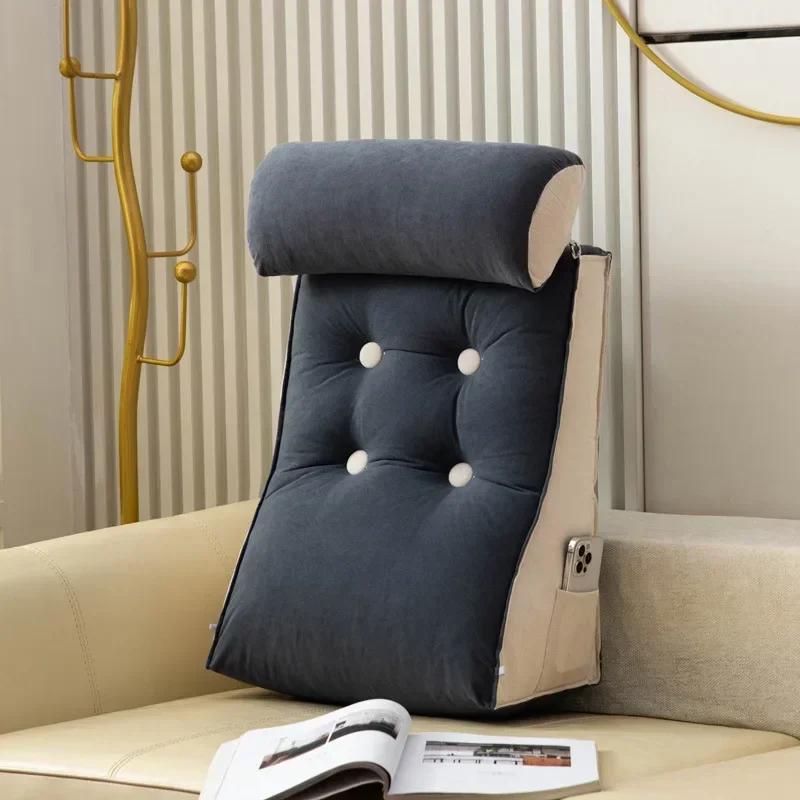 Comfort Triangular Reading Pillow Lumbar Support Cushion with Headrest Big Wedge Adult Backrest Lounge Sofa Cushion Bed Pillow