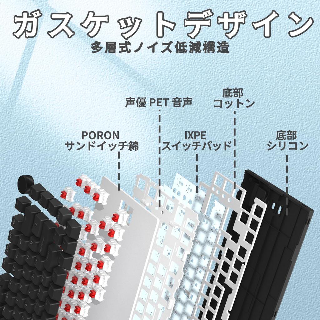 AK820 Wired Mechanical Keyboard Red Axis 82 Key Compact Gaming Keyboard Hot Swap Compatible Gasket Structure Backlit with Knob USB Connection DIY