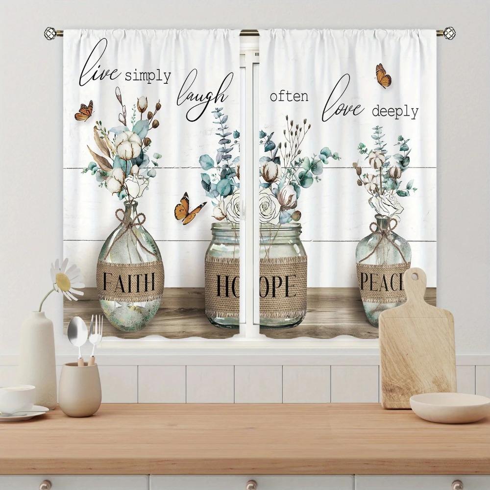 Farmhouse Kitchen Drapes Country Style Rustic Style Fork Knife Retro Window Treatment For Kitchen Bedroom Cafe Living Room Home Dec