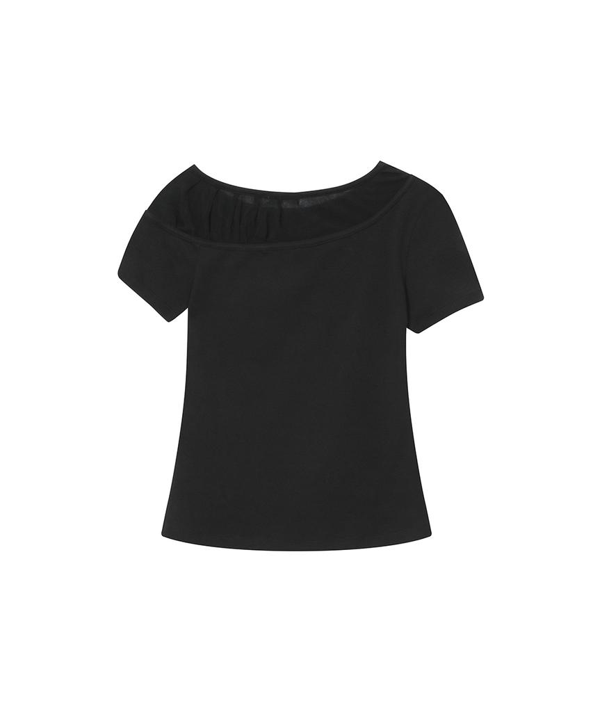 MISEKI SEOUL Sheer Shirring Layered Top Black