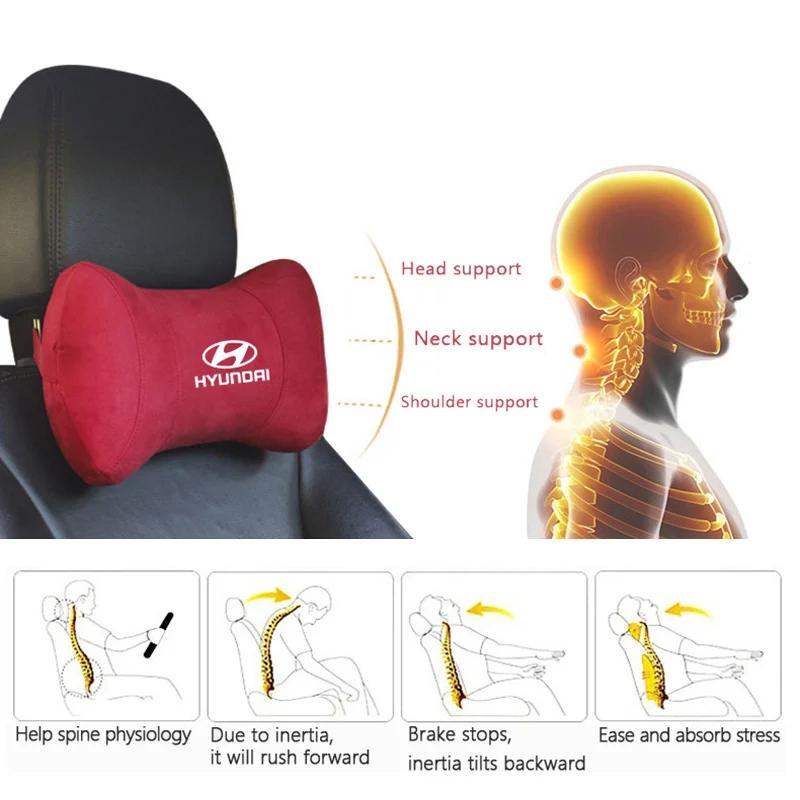 Suede Car Seat Headrest Pad Protector Neck Pillow for Hyundai Kona Veloster Sonata Elantra Tucson I30 Palisade Venue Solaris ZZ34