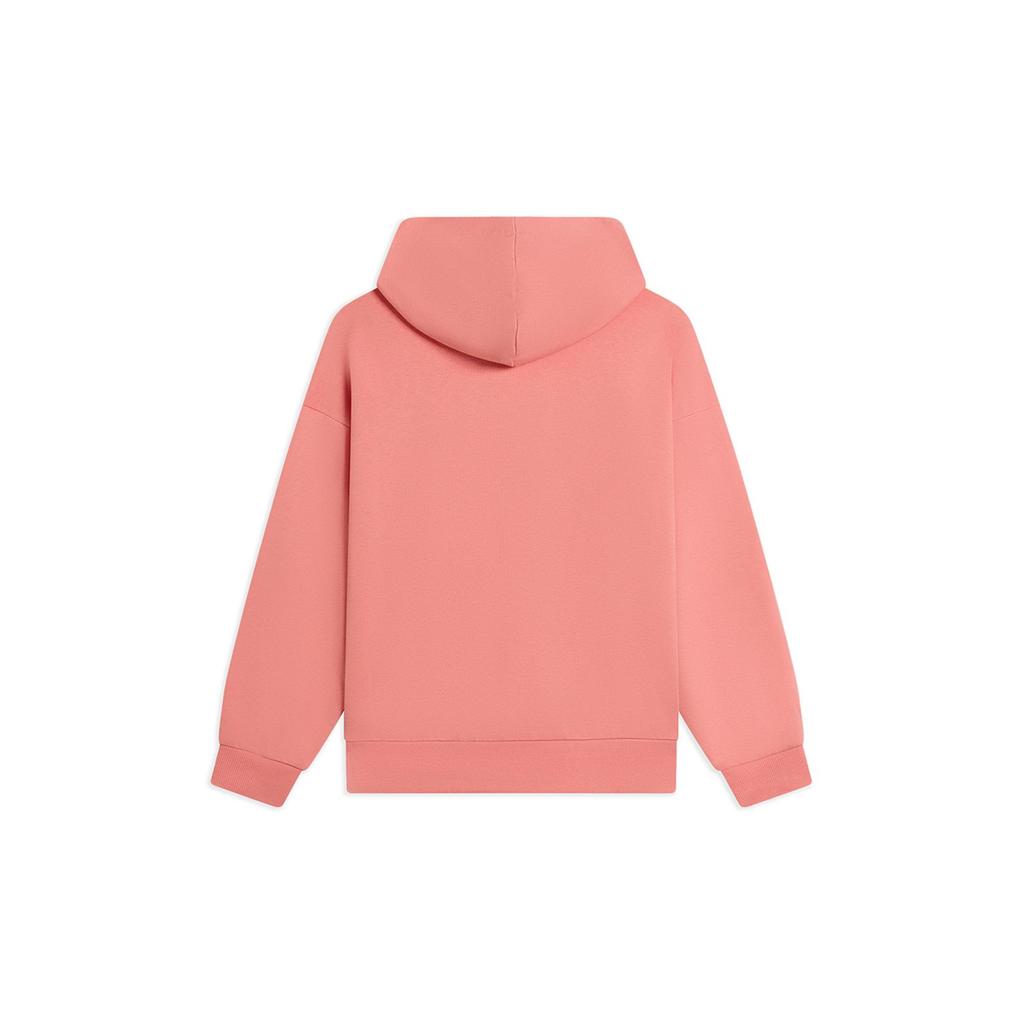 Толстовка с капюшоном и длинными рукавами Li Ning Sports Lifestyle Series с небольшим логотипом и карманом-кенгуру, унисекс, персиково-оранжевый AWDSF73-5