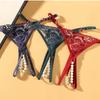 Erotic Panties Women's Sexy Lace Briefs Hollow Out  Crochet Lace Up Panty Thongs G String Open Crotch Peral Lingerie Underwear