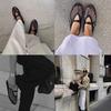 Hollow Ballet Shoes Women's Flat Bottom One-word Buckle Metal Mesh Mary Jane Shoes Women's Niche Design Single Shoes