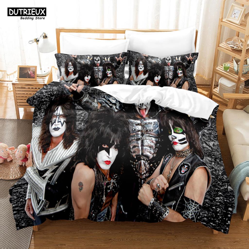 Kiss Band Bedding Set Single Rock Band Duvet Cover Double Queen King Twin Size For Boys Adults Soft Duvet Cover Set Gift