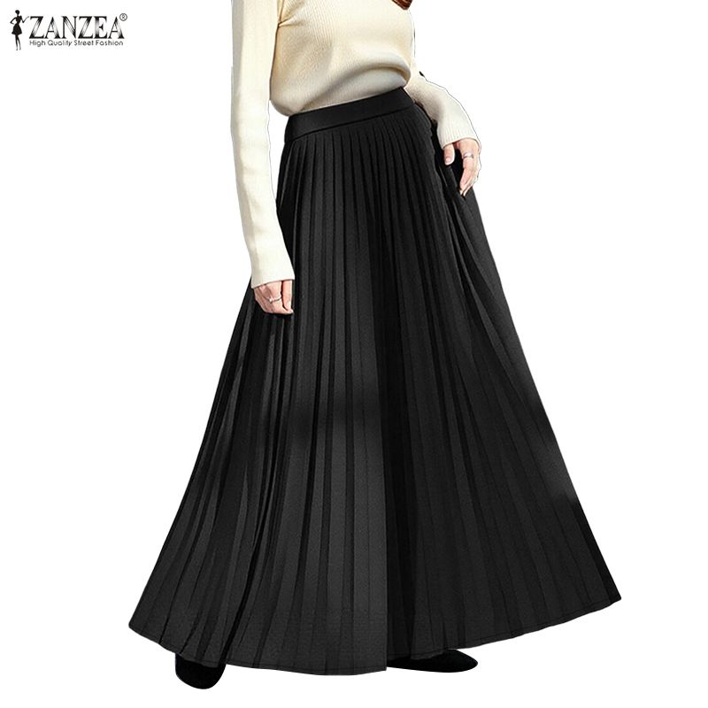 ZANZEA Женские повседневные свободные длинные юбки с эластичной резинкой на талии