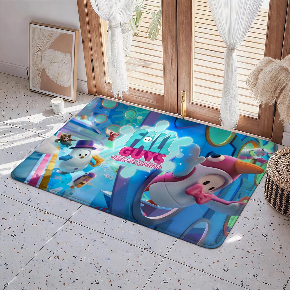 Game F Fall Guys Floor Mat Eco Flannel Doormat Non Slip Odorless Indoor Floor Rug Soft Short Plush Home Mat