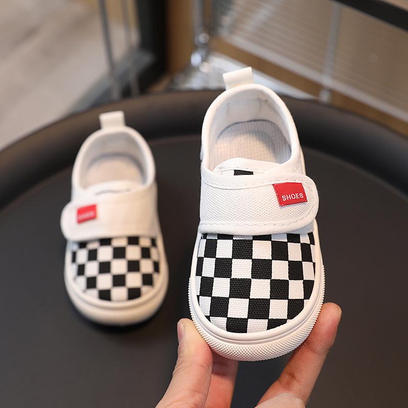 Повседневная модная детская парусиновая обувь с мягкой подошвой для маленьких мальчиков и девочек, прогулочная противоскользящая детская уличная обувь с крючками