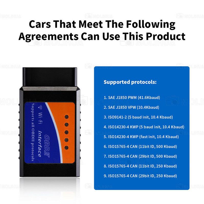 Wifi ELM327 Bluetooth OBD2 OBDII Car Diagnosis KFZ Test Device for Android IOS