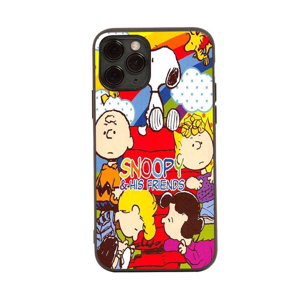 SM15 Snoopy Friend Black Sofe Case for Samsung Note 20 Lite S24 Ultra S23 A03 A05 A06 A11 A71 A15 A16 A13 A24 A25 A33 A52 A53 A50 M55 M35 Plus