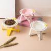Nostalgie Ceramic Feeding Bowl for Dogs & Cats, Whisker Friendly Kitten Food Water Dish, Wide Shallow Pet Feeder Plate Dry Wet