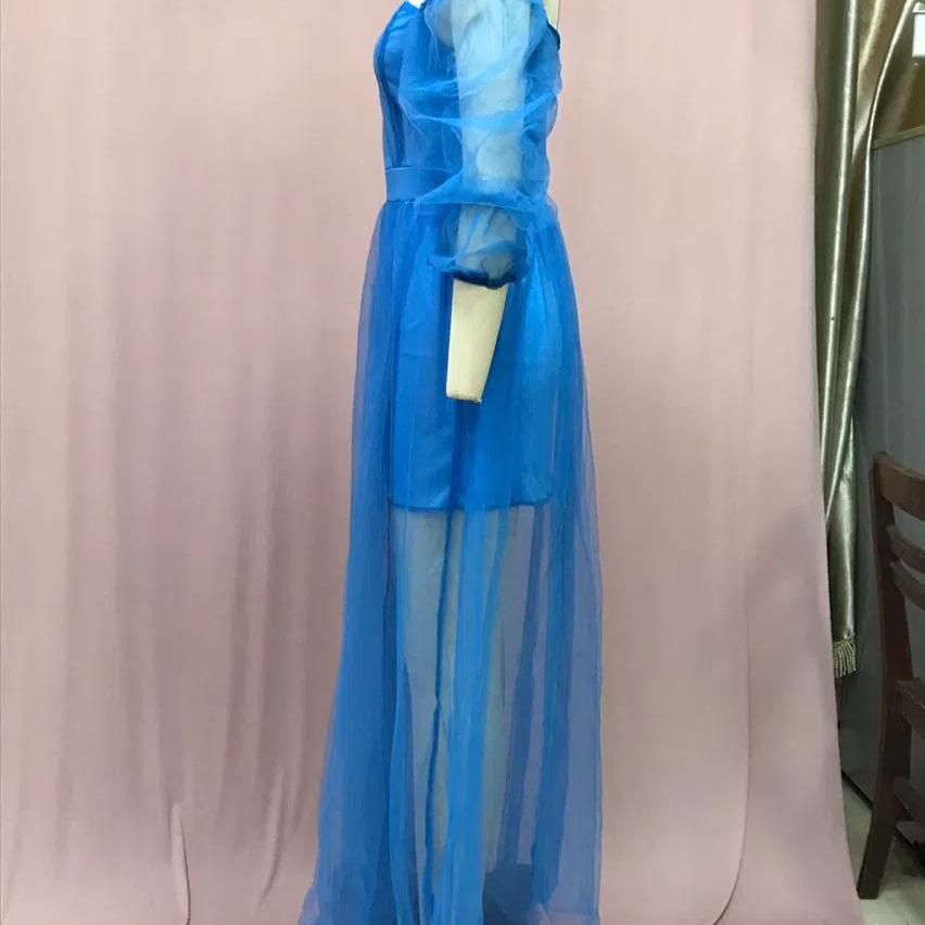 Женское свадебное платье с открытыми плечами из сетки, платье с рукавами-фонариками, разрезом до бедра и корсетным бюстье, сексуальное вечернее платье, подчеркивающее фигуру