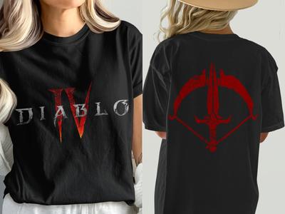 Футболка Rogue Diablo 4 с потертым принтом арбалета спереди и сзади