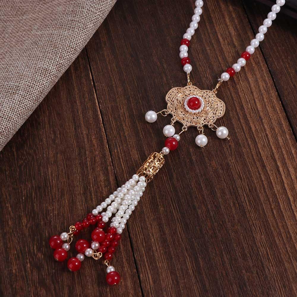 Кисточка Ожерелье из китайского жемчуга Имитация жемчуга Этнический жемчужный кулон Модное ожерелье Ханфу Воротник
