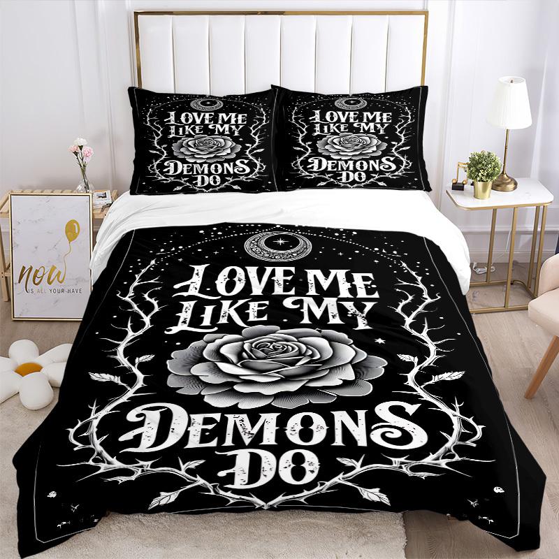 3pcs bedding set Rose Demons Includes 1 Comforter + 2 Pillowcases, Without Pillow Inserts, Soft Comfortable, Lightweight Breathable149