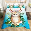 Owl Duvet Cover Bird Decor Bedding Set Printed Comforter Cover for Boys Girls Children Teens Bedroom Decor with 2 Pillow Case