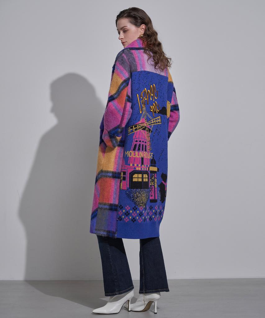 Lenic&Mccoy [Italian Imported Material] Color Block Check Handmade Wool Coat Mm12Ct203Hjy