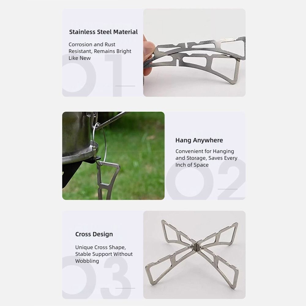 Stainless Steel Cross Steaming Rack Portable Steaming Rack Outdoor Camping Gifts Kitchen Pot Mat