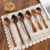 Camphor Wood Multi-Purpose Spoon Set: Coffee, Milk Tea, Honey, Dessert, Soup & Fork for Adults and Children.