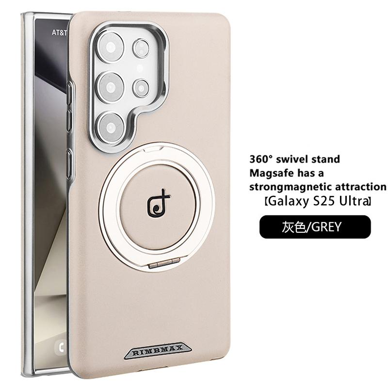Для Samsung Galaxy S25 S24 S23 Plus Ultra Чехол Матовая Кожа Микрофибровая Подкладка 360° Вращение Металлическая Подставка Полностью Задняя Мягкая Крышка