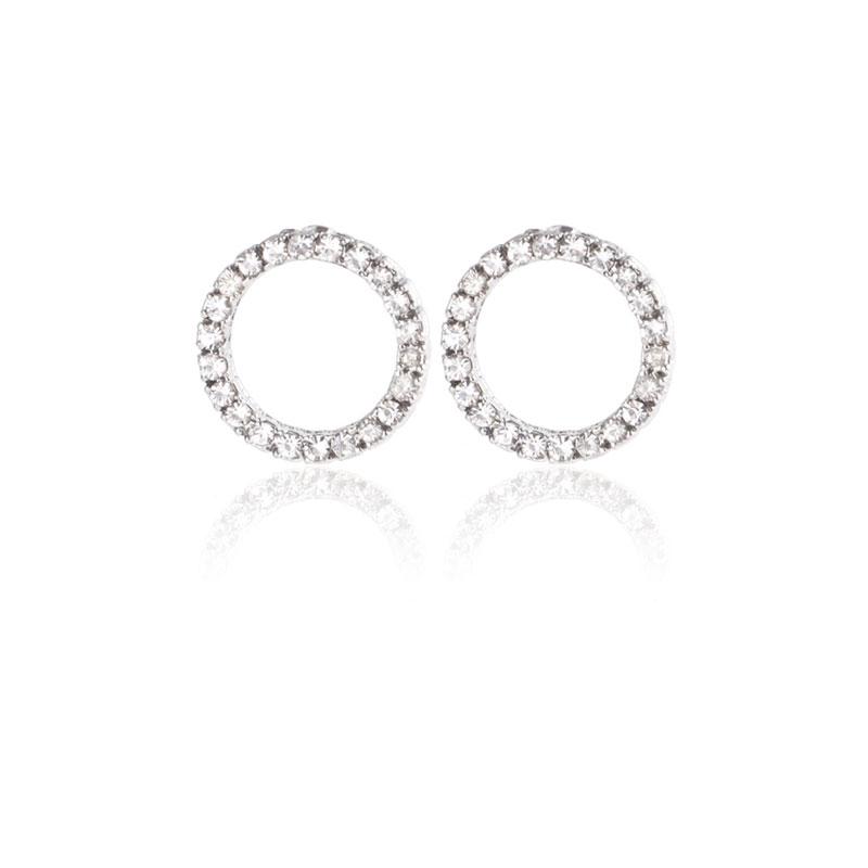Korean Fashion Versatile Dazzling Circle Stud Earrings with Crystal Cubic Zirconia Minimalist Earrings for Teens Women's Zircon