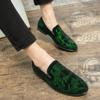 New Men's Rhinestone Slip-On Pointed Toe Leather Shoes Fashion Luxury Sparkling Casual Dress Footwear