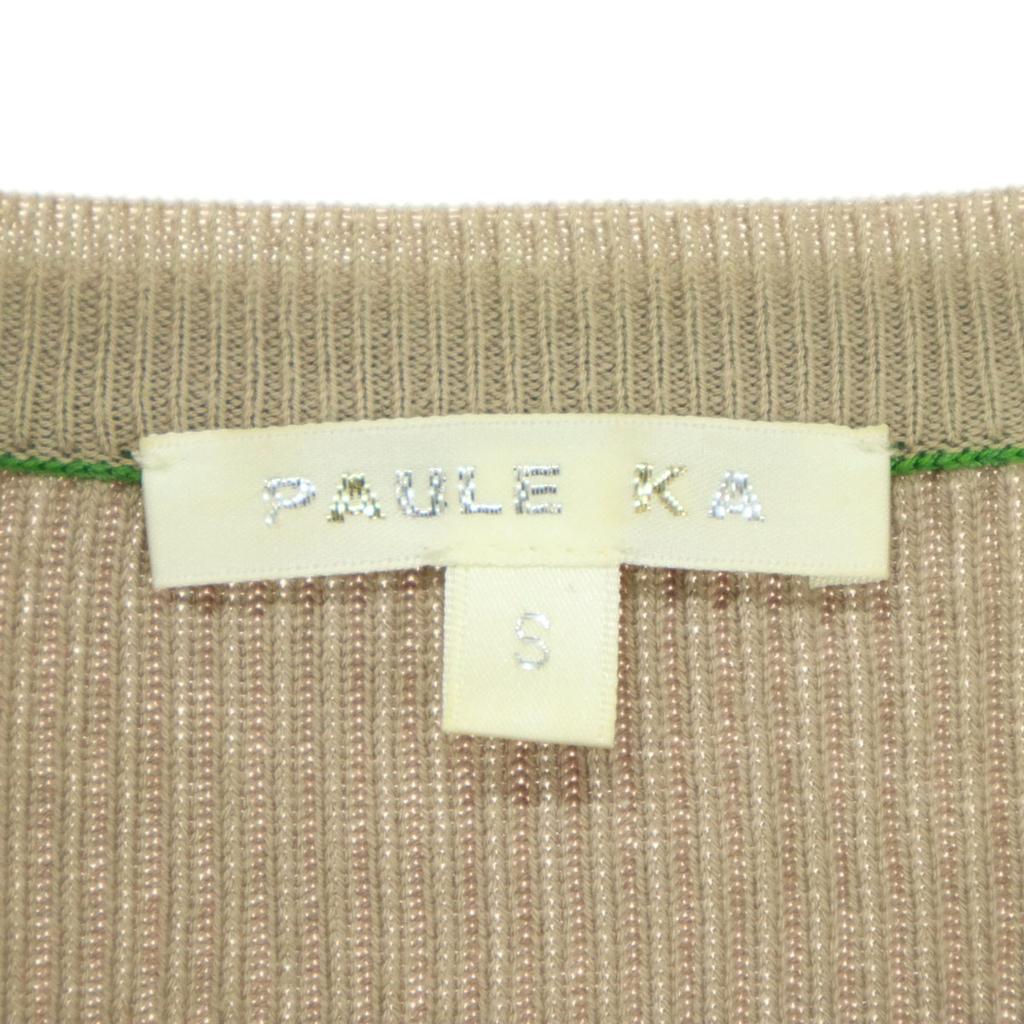 PAULE KA Long Sleeve Knit S Beige Front Ribbon Women Used