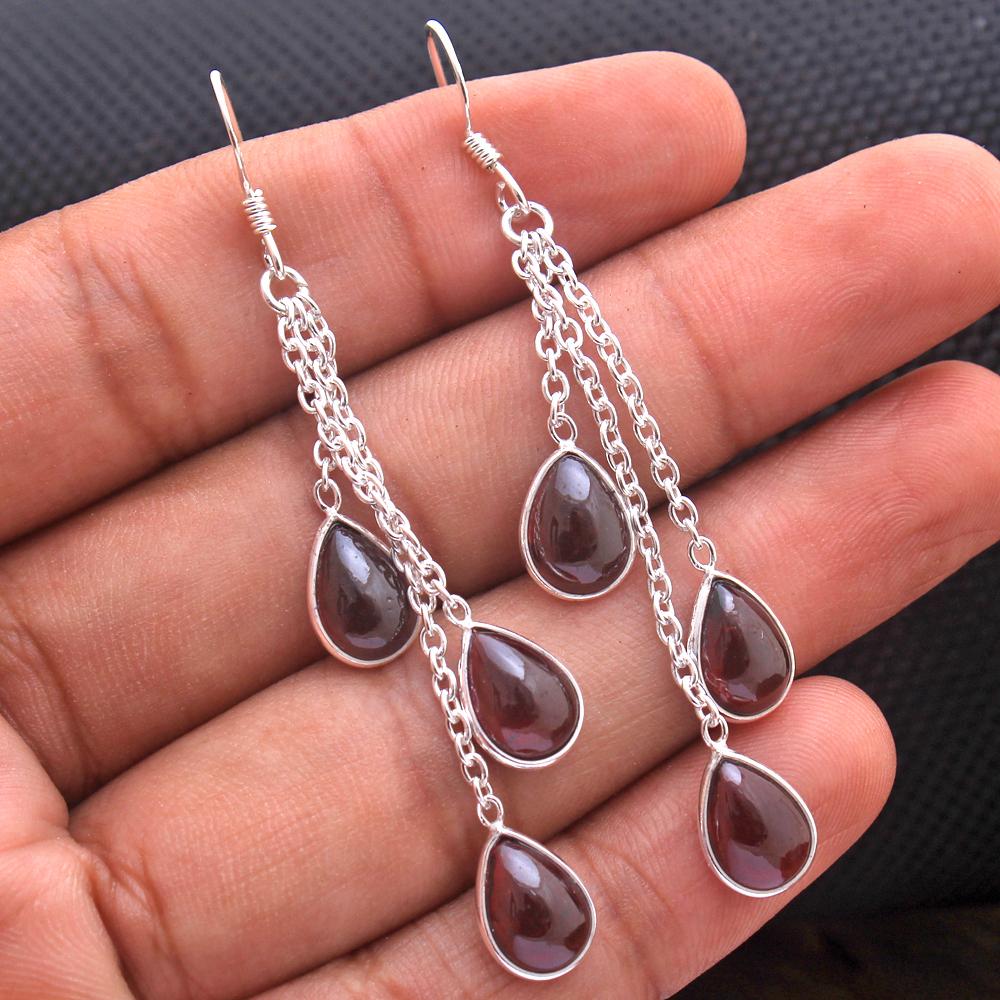 Серьга из сердолика, лабрадорита, лунного камня, аметиста, серебряная, женское украшение, серьга ручной работы из стерлингового серебра 925 пробы, подарок для нее