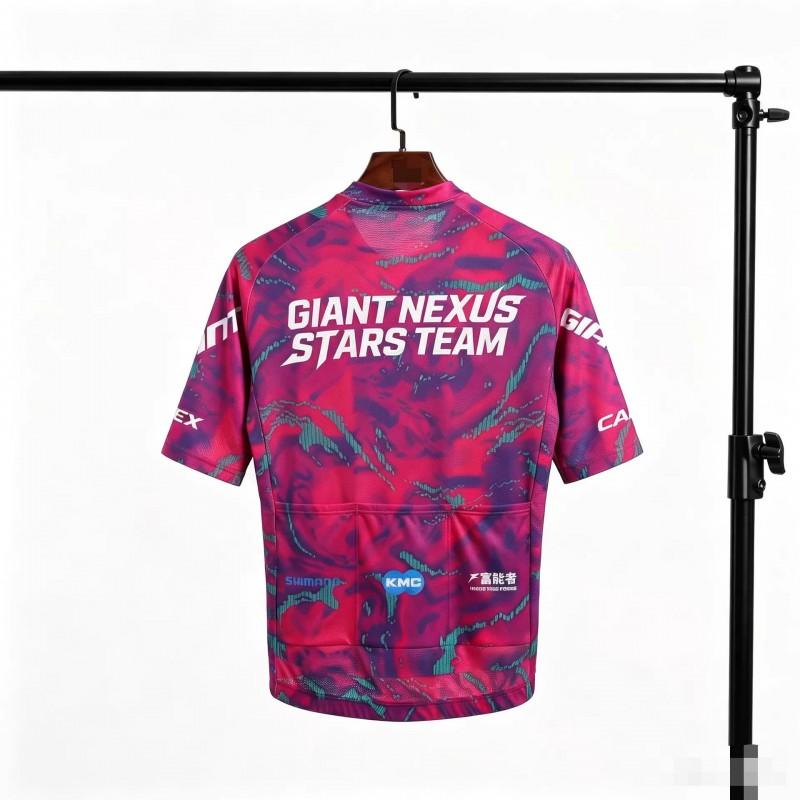 Mens Tie-Dye Purple Pink Cycling Jersey Short Sleeve Long Breathable Quick Dry Stretch