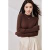 Silk-containing Wool Sweater Women's Early Autumn New Semi-turtleneck Knitted Sweater Sweater with Waffle Backing Top