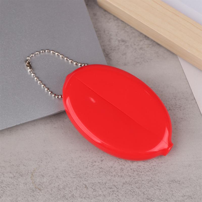Solid Color PVC Fashion Portable Bag Pendant Small Oval Coin Purse Mini Earrings Rings Storage Box With Chain
