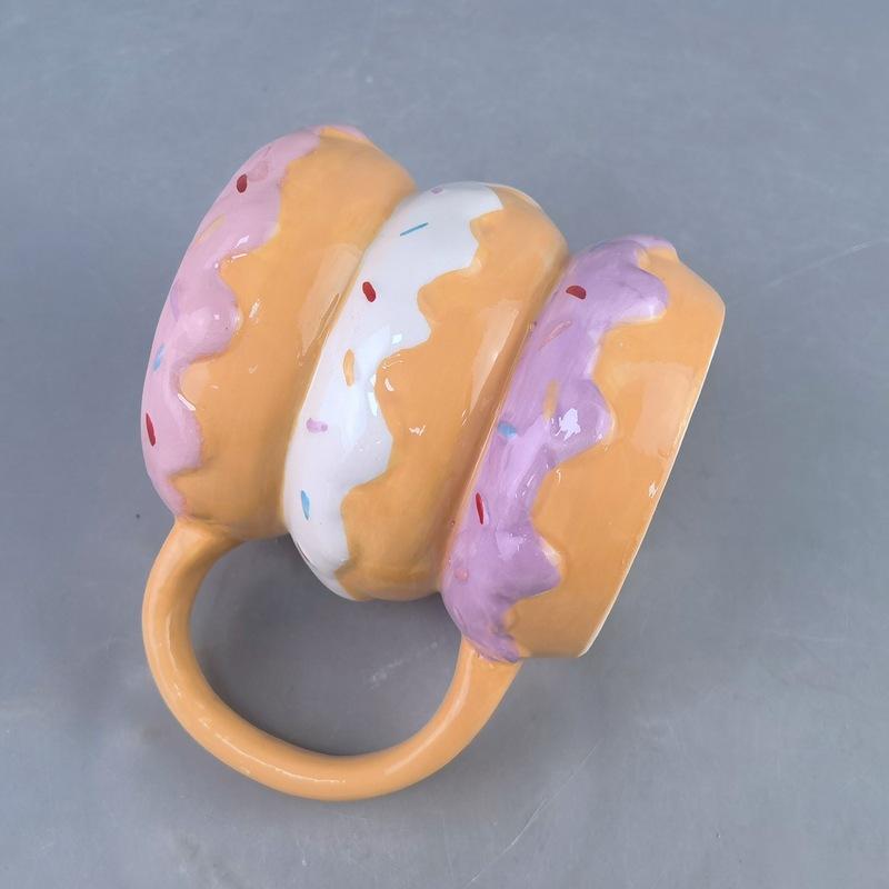 Креативные керамические кружки-пончики, персонализированные чашки для воды в форме торта на день рождения, кофейные чашки и подарочные чашки