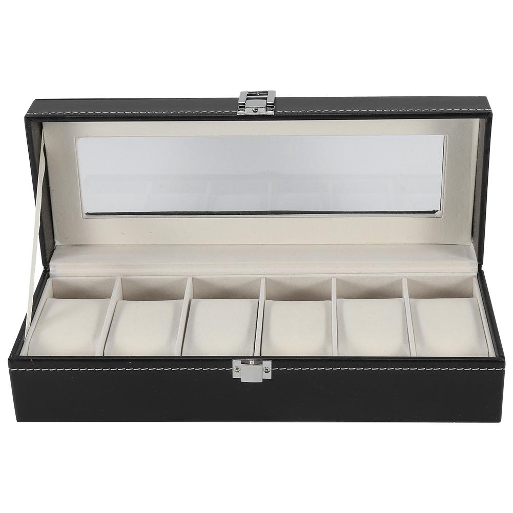 1Pc High Grade 6 Slots PU Leather Box Case For Watch Jewellery Display Storage Organizer Hot
