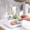 Bathroom Storage Box with 6 Compartments Large Capacity Non-Slip Design Toothbrush Toothpaste Holder Countertop Vanity Organizer
