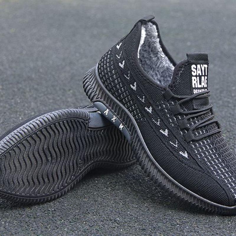 Хлопковая обувь, мужская утолщенная плюшевая теплая мужская нескользящая мягкая подошва, легкая осенне-зимняя спортивная повседневная обувь, зимняя обувь