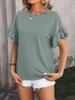 Women's 2025 Solid Color Round Neck Ruffle Sleeve Short Sleeve T-Shirt, Spring Summer Casual Flowy Blouse for Daily & Vacation Wear