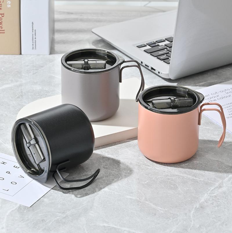 Термокружка для кофе из нержавеющей стали 304 объемом 12 унций (около 355 мл) с ручкой, двухстенная вакуумная офисная кружка для горячих и холодных напитков