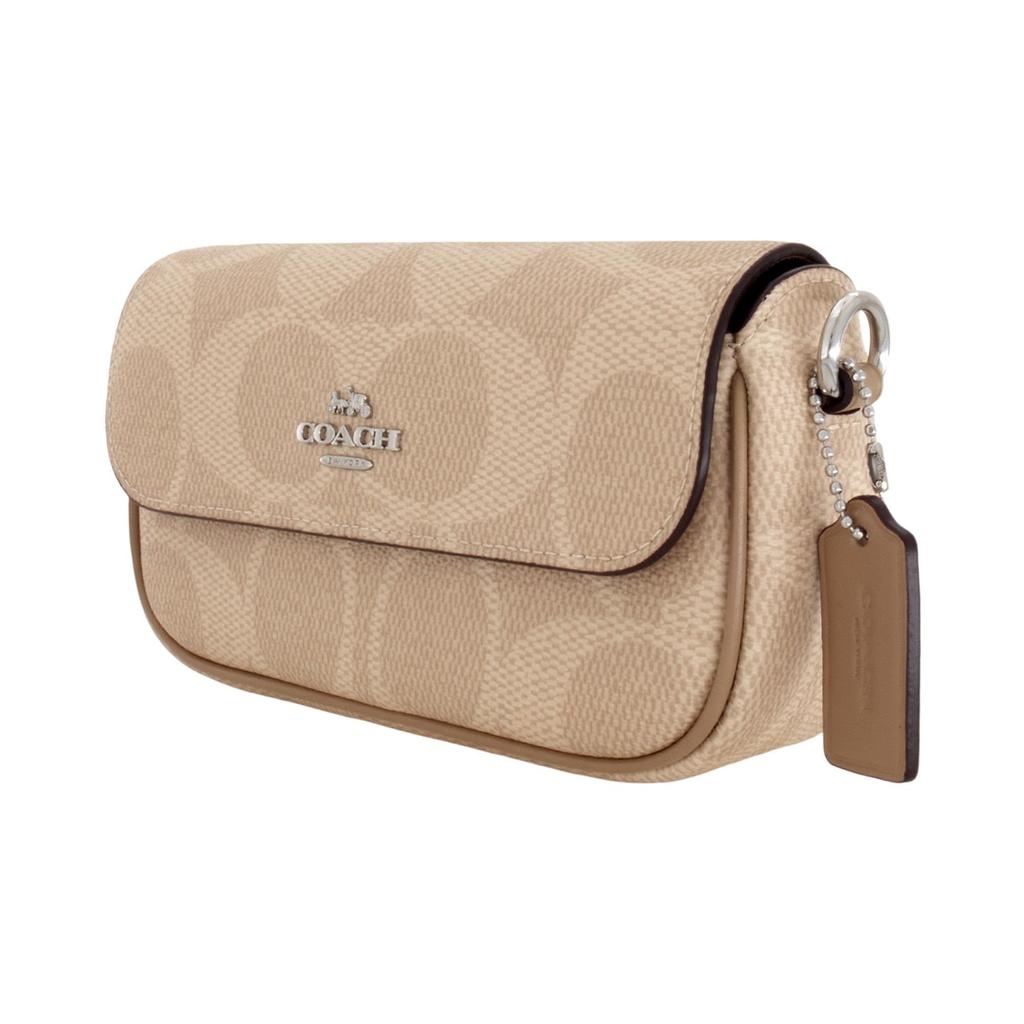 Coach Женская сумка через плечо Hailey Brook Flap 20 с логотипом-застежкой, цвет бежевый CAN70-SVPWH