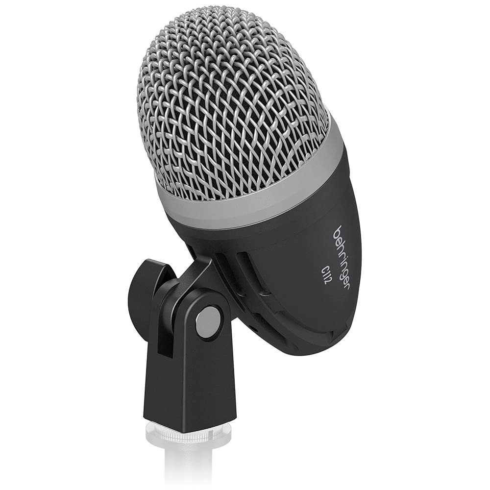 Динамический микрофон для бас-барабана Behringer C112 с большим суперкардиоидным направленным рисунком, прочным металлическим корпусом и адаптером для микрофонной стойки, диафрагмой, диаграммой направленности, литым корпусом