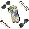 2D-Bohemian Floral Print Glasses Case, Vintage Pattern Sunglasses Case, Portable Protective Eyewear Pouch, Soft Zipper Organizer for Travel Daily Use