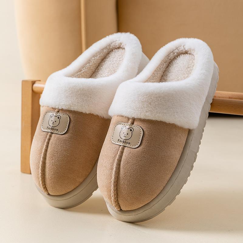 Autumn and Winter Warm Cotton Slippers for Women, Suitable for Indoor and Home Use, with Anti Slip and Anti Odor Properties, Warmth Plush Cotton Shoes